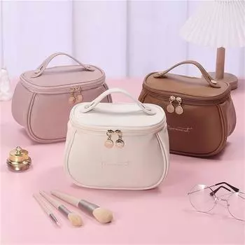 Ladies Portable High Appearance Index Cosmetic Bag Large-capacity Travel Washing Bag Three-dimensional Makeup Storage Bag светло-коричневого