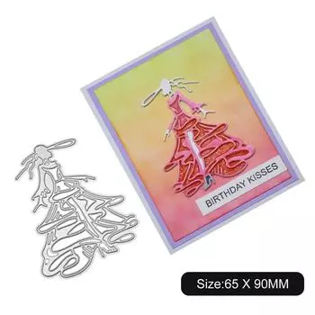 Ladies Princess Dress Frame Metal Silvery Stencil Embossing Cutting Dies For Diy Scrapbooking Paper Album Cards Making серебряный