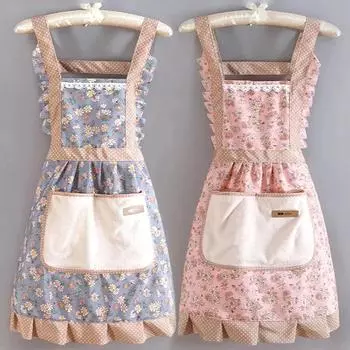 Ladies princess family apron, cotton kitchen supplies, oil-resistant, multi-purpose, cooking partner розовый