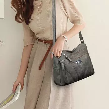 Ladies Retro Temperament Small Square Bag Zipper Sandwich Crossbody Bag жёлтый