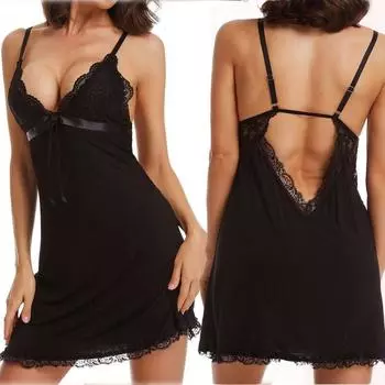 Ladies Sexy Lingerie Sleepwear Women Babydoll Robe Underwear Vneck Night Dress M