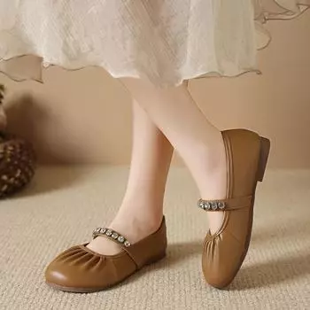 Ladies Shoes 2024 Brand Slip-on Women s Flats Fashion Crystal Daily Flats Women Hot Sale Round Toe Solid Flat Low Heels Zapatos 35 покинуть белый