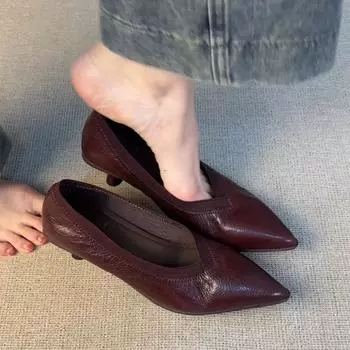 Женская обувь 2024 года, классические туфли на высоком каблуке для женщин, модные офисные и карьерные туфли-лодочки, женские туфли с острым носком на среднем тонком каблуке для женщин 35 чёрный