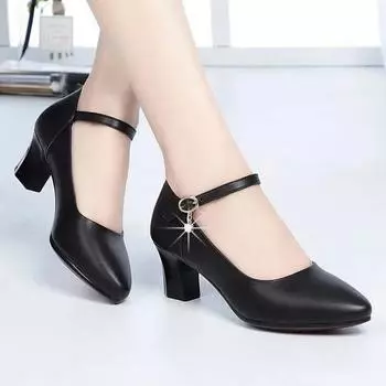 Ladies Shoes 2024 High Quality Buckle Strap Women s High Heels Fashion Shallow Office and Career Sexy Pointed Toe Heels Women 35 чёрный