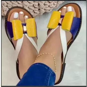 Ladies Shoes 2024 High Quality Summer Women s Slippers Mixed Colors Open Toe Low-heeled Large Size Light Roman Slippers Women 35 золотой