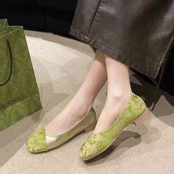 Женская обувь 2024 года, горячая распродажа, женские туфли на низком каблуке, модные повседневные туфли-лодочки в тон, женские новые туфли на квадратном каблуке Womenzapatos 35 бежевый