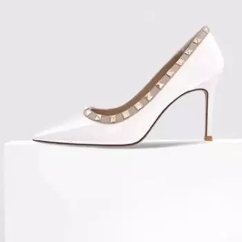 Ladies Shoes 2025 New Shallow Slip on Women s High Heels Pointed Toe Rivet Thin Heels Outdoor Fashion Female Party Dress Pumps 34