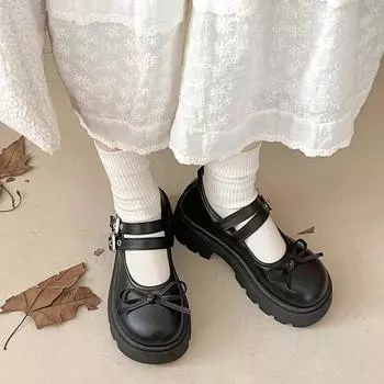 Ladies Shoes Brand Mary Janes Women s High Heels New Dress Pumps Women Bow Tie Round Toe Buckle Strap Med Heel Shoes Women 35