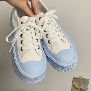 Женская обувь на шнуровке, белая женская обувь на высокой платформе, предложение, новинка, стильный городской хлопок, поступление 2024 года, легкое качество 39 35