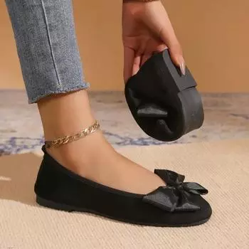Ladies Shoes on Offer 2025 Basic Shallow Women s Flats Outdoor Daily Bow Tie Round Toe Slip on Soft Bottom Casual Female Shoes 36