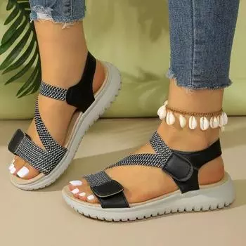 Женская обувь Пип-то Женские сандалии Модные Бестселлер Повседневные сандалии Женские Летние Большого размера Однотонные Сандалии на плоской подошве 36