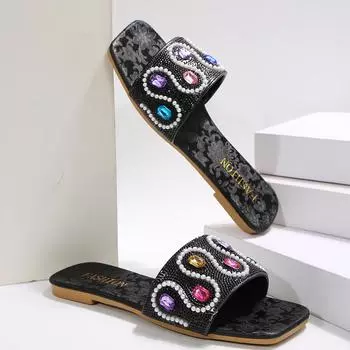 Ladies slippers Brazilian flip flops women s luxury colored crystal summer fashion pearl cool slippers 35