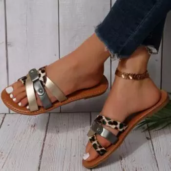 Ladies Slippers Rubber Flip Flops Flat Soft Hawaiian Rome Casual Slides Leopard Print Leisure Rubber Flip Flops Large Size 43 36 цветной печати леопарда