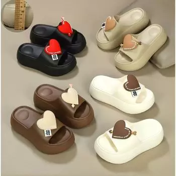 Ladies Slippers Thick Sole Summer Fashion Home Slippers Non-Slip Beach Slide Slippers Outdoor Indoor High Heel Design 36-41