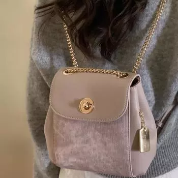 Женский маленький рюкзак многофункциональный рюкзак с цепочкой для поездок на работу простой женский из ПУ кожи с клапаном на двойном плече