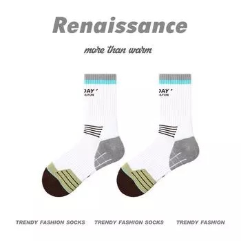 Ladies Spring and Autumn Professional Towel Base Running Jump Rope Sweat Absorbing Breathable Sports Socks 1 pair зелёный/белый