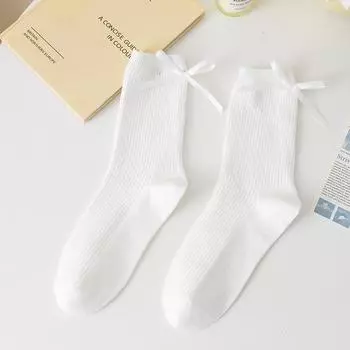 Ladies Spring and Summer Bows Are Versatile Ballet Wind Drum Stack Socks 1 pair