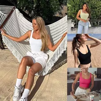 Женская летняя повседневная блузка, рубашка, женский жилет без рукавов, укороченный топ в рубчик на бретелях S красный