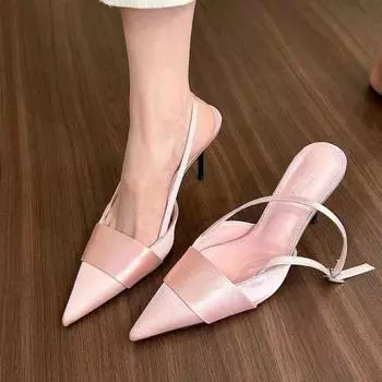 Ladies Summer New Sexy Pointed Solid Color Women s Slingback Sandals Elegant Banquet Party Women s High Heels Zapatilla 35