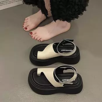 Женские летние повседневные французские пляжные сандалии на толстой подошве 35 коричневый