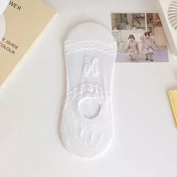 Ladies Summer Thin Lace Butterfly Ice Silk Shallow Mouth Invisible Boat Socks 1 pair