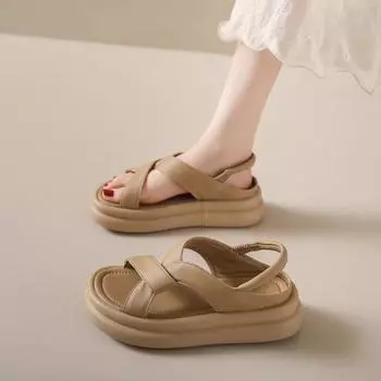 Женские летние винтажные римские сандалии 35 чёрный