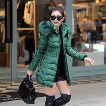 Ladies Winter Puffer Jacket Fur Hooded Padded Quilte Coat Women Long Coat Parka 2XL