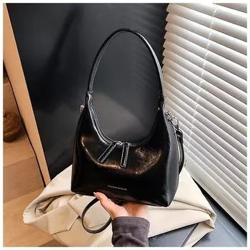 Ladies women s bag new versatile shoulder bag simple messenger bag retro underarm bag tide чёрный