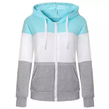 Ladies Womens Zip Up Hoodie Hooded Jacket Coat Sweatshirt Tops Coat Sweatshirt Tag 2XL=US L