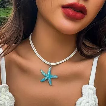Lady Bohemia Choker Starfish Подвеска Кисточка Ожерелье Ключица Цепочка Воротник Ювелирные Изделия белый