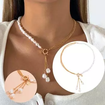 Леди жемчуг новый кулон ювелирные изделия ожерелье ключицы аксессуары One Size белый