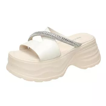 Lady style platform slippers summer new fashion versatile outer wear shoes cover toe women s beach shoes 34