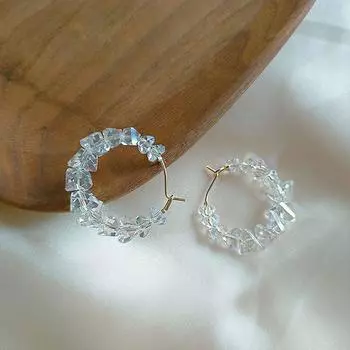 Lady Women Gift Circle Crystal Acrylic Ear Studs Jewelry Fashion Accessories Hoop Dangle Earring чистый