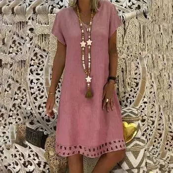 Lady Women Tank Top Mini Dress Floral Summer Casual Prom Party Loose Shirt Tunic Pink,2XL