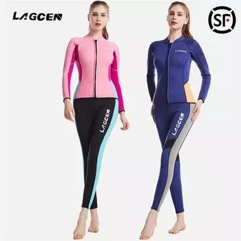 LAGCEN/Langchen новый 2,5 мм водолазный костюм раздельный теплый купальник женский с длинными рукавами антихолодный и водонепроницаемый женский костюм для сноркелинга S розовый