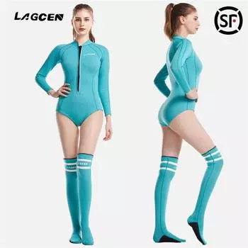 LAGCEN/Langchen новый теплый водолазный костюм 2,5 мм серфинговый костюм водонепроницаемый и холодостойкий комбинезон для сноркелинга купальник L зелёный