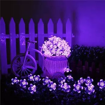 Lai Lighting 7 м на солнечных батареях 50 светодиодов Fairy Blossom Strings Light Водонепроницаемая садовая лампа 7m 50leds теплый белый