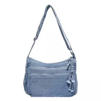 Laid-back and Retro-style Denim Bag Large-capacity Casual Single-shoulder Bag Crossbody Commuter Bag
