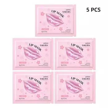 LAIKOU Cherry Blossom Lip Mask 6g*5PCS Увлажняющий увлажняющий крем Увлажняет губы 6G