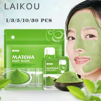 LAIKOU Matcha Маска из зеленой глины, увлажняющая маска против морщин, против темных кругов, очищающая грязевая маска, средства по уходу за кожей 1PCS зелёный