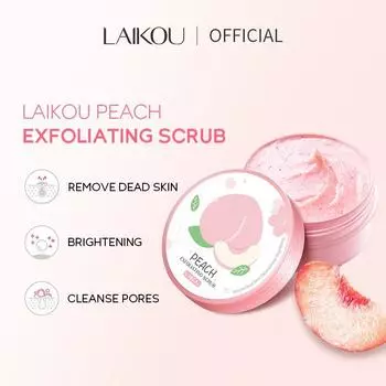 LAIKOU Персиковый скраб для лица, средство для очищения пор от черных точек, уменьшение прыщей, 90 г Peach Scrub 90g