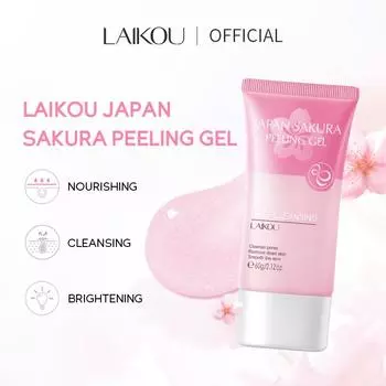 LAIKOU Сакура Скраб для лица Вишневый цвет Удаление омертвевшей кожи Гель-пилинг от черных точек Отшелушивающий отбеливающий 60 г