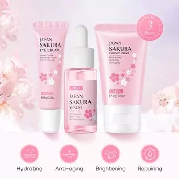 LAIKOU Sakura Уход за кожей 3 шт./компл. осветляющая сыворотка для лица, осветляющий крем от пятен, увлажняющий крем