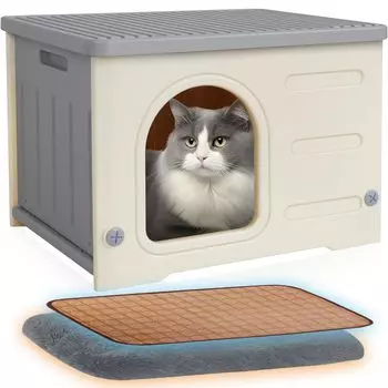 laiqianle Cat Pet Для маленьких кошек Все Включает Легко для Бездомных Кошек Зимний Охлаждающий Коврик Включен Дом, Дом, Питомник, Собаки, Сборка, Дом, На Открытом Воздухе, серый