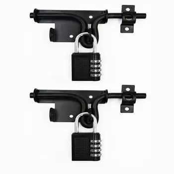 LAJIAOZ 2 шт., черная прочная защелка для раздвижных ворот с отверстием для навесного замка, прочная фурнитура, толстый металлический дверной замок, защелка для ворот сарая, деревянного амбара, сада