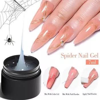 Лак для ногтей MEET ACROSS Гель-паук для дизайна ногтей Растягивающийся клей для рисования Суперсильный растягивающийся клей для рисования Окрашенный клей с цветной гелевой пудрой для ногтей