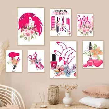 Лак для ногтей, постеры и принты, маникюр, технический подарок, спа, настенная живопись для волос, холст, живопись, цветочные настенные картины, декор для салона красоты A4 21X30cm No Framed