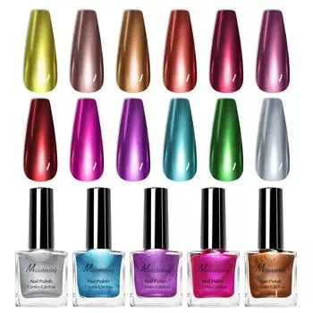 Лак для ногтей с металлическим зеркалом для нейл-арта, не требующий выпечки, быстросохнущий, стойкий, многоцветный глянцевый лак для ногтей