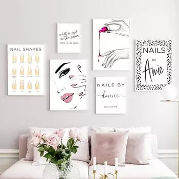 Лак для ногтей Tech Shapes Wall Art Холст Картина Скандинавские постеры и принты Настенные картины для салона красоты Декор комнаты 21X30cm No Frame