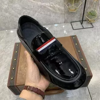 Лакированная кожа Мужская обувь Мужские мокасины Обувь класса люкс Модные полосатые туфли-лоферы Мужские мокасины Повседневная мужская обувь для ходьбы 39 чёрный